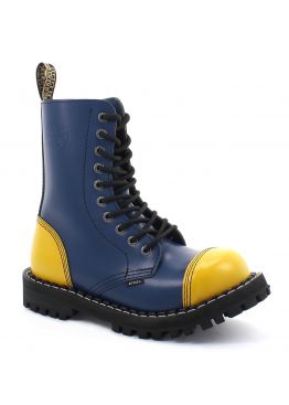ЧЕРЕВИКИ БЕРЦІ STEEL Сині З ЕЛЕМЕНТАМИ жовтого на 10 дірок 105-106/O/F.YEL-F.BLU ЧЕРЕВИКИ БЕРЦІ STEEL Сині З ЕЛЕМЕНТАМИ жовтого на 10 дірок 105-106/O/F.YEL-F.BLU
